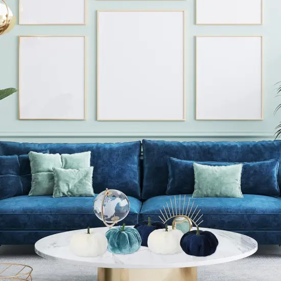 12Pcs Fall Velvet Pumpkin Blue White Tabletop Decor {5}