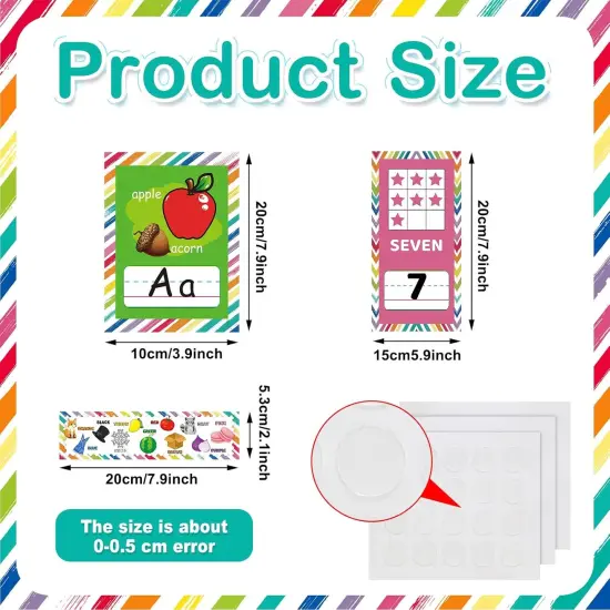 96 Pieces Colors and Shapes Bulletin Board Number Alphabet Letters Posters for Classroom Wall Decor {2}