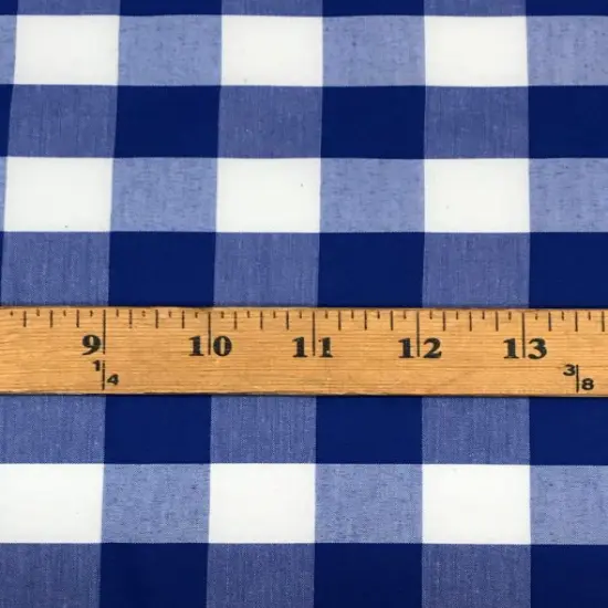 1 Yard Royal Blue 1&Prime; Gingham Checkered Poly Cotton Fabric 58/59 Inch Wide Non-Stretch Cloth for Apparel & Decor {1}