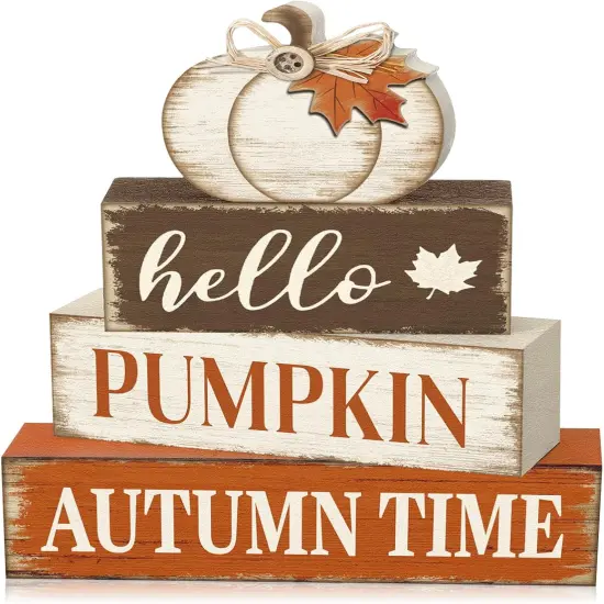 4 Pcs Wooden Table Decorations - Fall Decor {1}