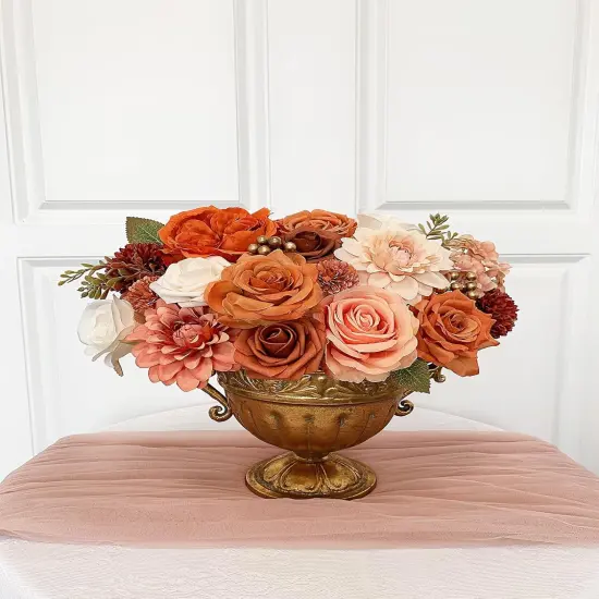 Orange Roses Artificial Flowers Fall Fake Flower Bulk {5}