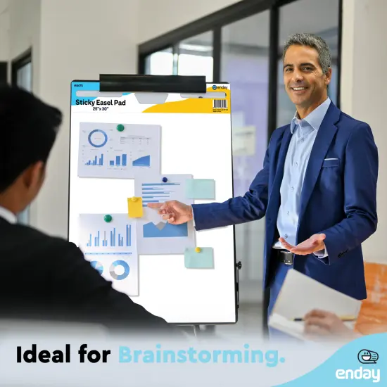 Enday Sticky Easel Pads 25"x 30" (2 Pack) - Anchor Chart Paper, Chart Paper for Teachers, Flip Chart Paper, 25 in x 30 in Easel Paper, Large White Easel Pads Self Sticky Chart Paper 30 Sheets Per Pad {5}