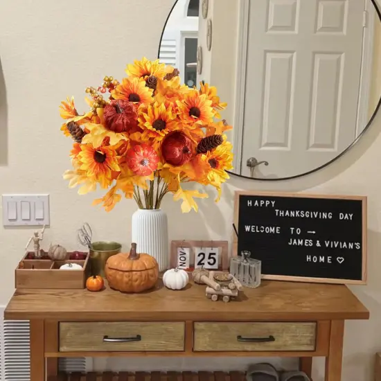 Artificial Fall Flowers 4 Pcs Floral Arrangement {2}