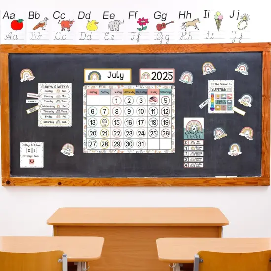 Boho Rainbow Calendar Bulletin Board Set with Seasons {5}