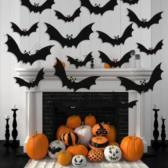 15 Pcs Hanging Bats Halloween Decoration {3}