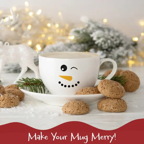 Wrapables Snowman Face Stickers for Crafts, Christmas Decoration for Windows, Refrigerators, Water Bottles, Cups (Set of 32), Classic {4}