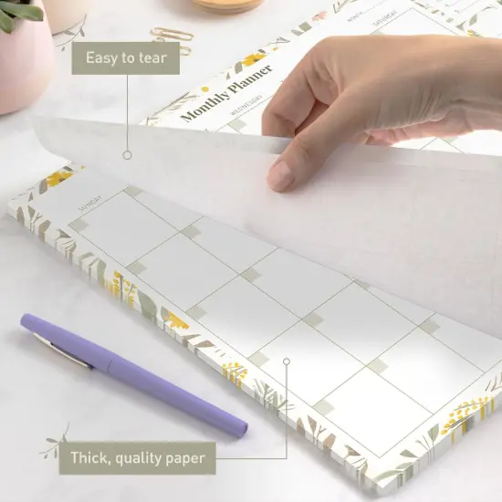 Monthly Planner Desk Pad with 52 Tearaway Sheets - 16.5 x 11.4" (Floral Yellow) {4}