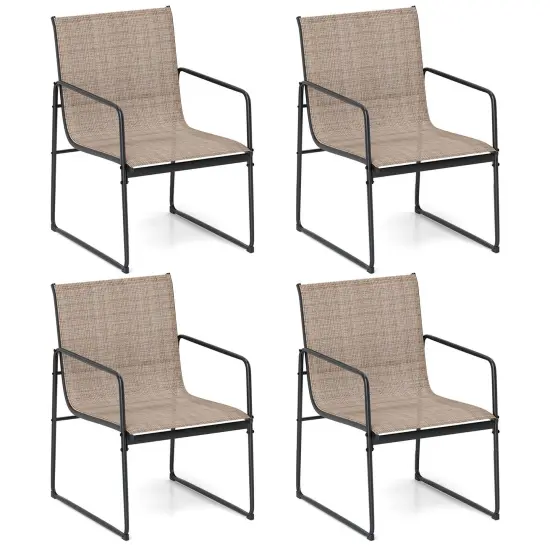 Costway 2/4 PCS Outdoor Dining Chairs Patio Furniture Chair with Breathable Seat & Backrest {1}