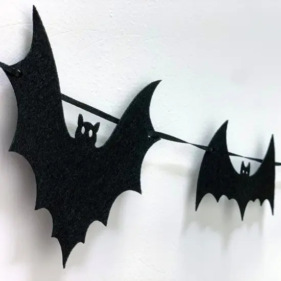 2 Pack Felt Black Bat Garland Banner {5}
