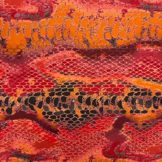 1 Yard Elegant Red Snake Print Spandex for Activewear Swimwear Dance and Costume Use 58"/60" Width {2}