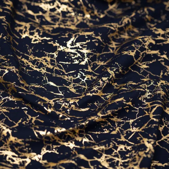 1 Yard Cracked Foil Printed Microflex Fabric, 36" x 58/60" Wide 4 Way Stretch Nylon Spandex Naw/Gold {1}