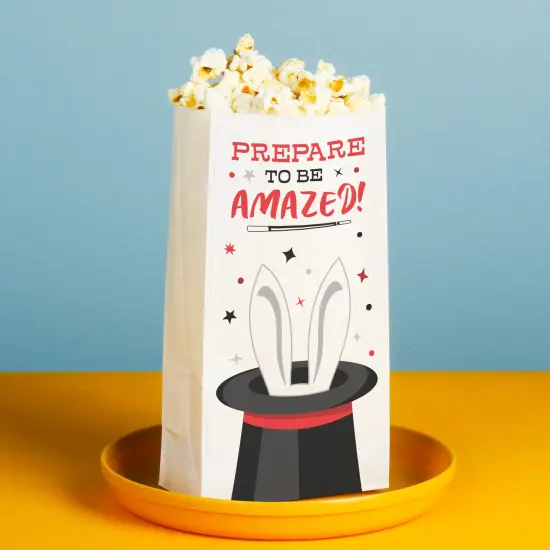 Big Dot of Happiness Magic Show Popcorn Bags, Magical Birthday Party Favor Snack Treats, Free-Standing Individual White Paper Bags - 25 Count {4}