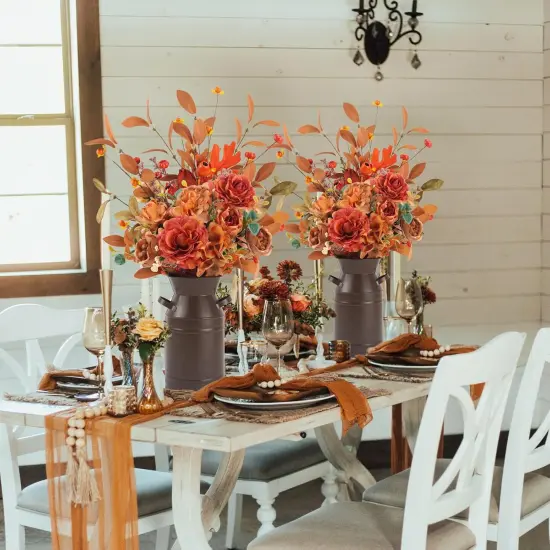 Fake Autumn Hydrangea Silk Flowers Bouquets with Fall Floral {5}