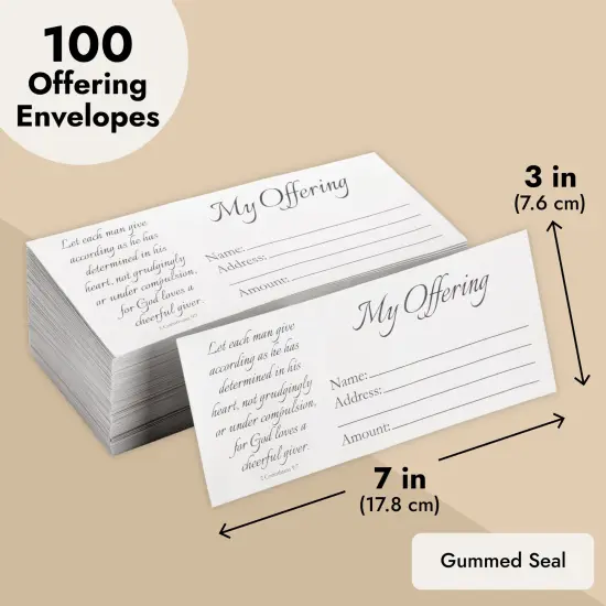 100 Pack Church Offering Envelopes for Tithe Donation (White, 7x3 inch) {5}