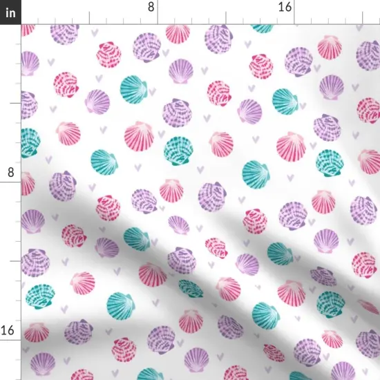 Various Fabrics by the Yard or Fat Quarter Seashells Girls Mermaid Seashell Pink Turquoise Purple Shells Beach Summer Girl Custom Printed Fabric by Spoonflower {2}