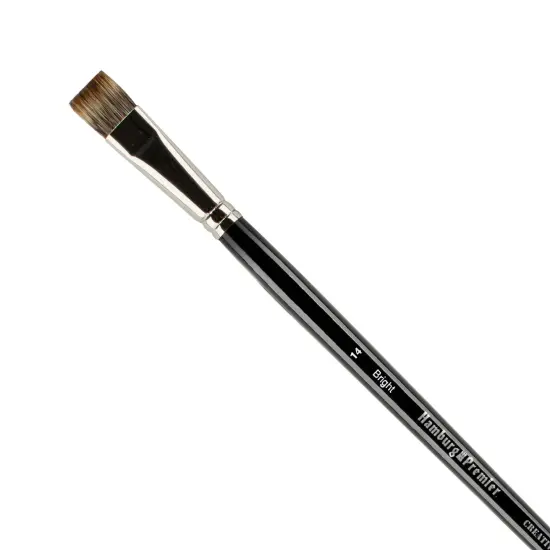 Creative Mark Hamburg Premiere Professional Oil Painting Brushes - Bright #14 Oil Paint Brush - Handmade in Germany, Natural & Synthetic Hair Blend, Long Triple-Lacquered Birch Handle {1}