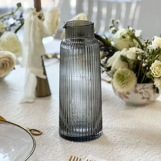 Ribbed Glass Pitcher By Kinor Decor Clear {6}