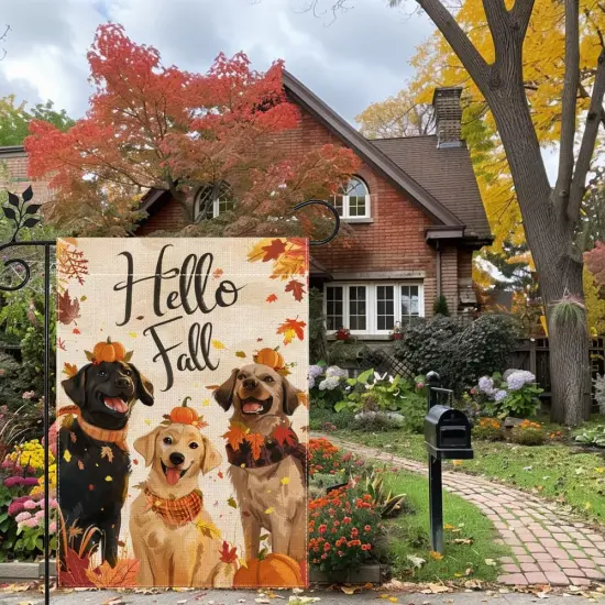 Fall Dog Garden Yard Flag for Outside 12x18 Inch(Black) {1}