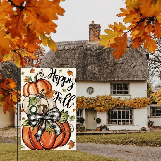 Happy Fall Garden Flag(Orange) {3}