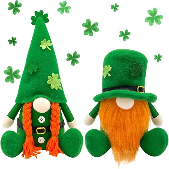 St Patricks Day Decorations Gnome Plush Home Table Ornament Decor Green Irish Faceless St Patricks Day Gnome for St Patricks Day Gifts Faceless Dwarf Swedish Tomte Leprechaun {1}