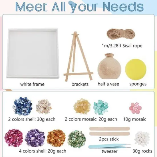 DIY Mosaic Vase Painting Kit &ndash; Arts & Crafts Kit with Flower Mosaic Stickers & Gems &ndash; Handmade Vase Craft for Kids & Adults &ndash; Room Decor & Christmas Gift {3}