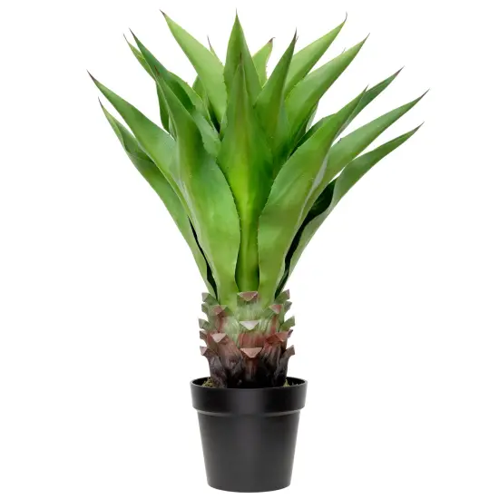 Northlight Real Touch&trade;️ Green Artificial Agave Succulent Plant In a Black Pot - 30.5" Brown {3}