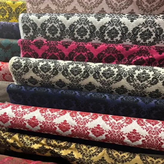 1 Yard Ornate Damask Flocking Taffeta Fabric for Distinctive Decor 58" Width Pink/Brown&hellip; {3}