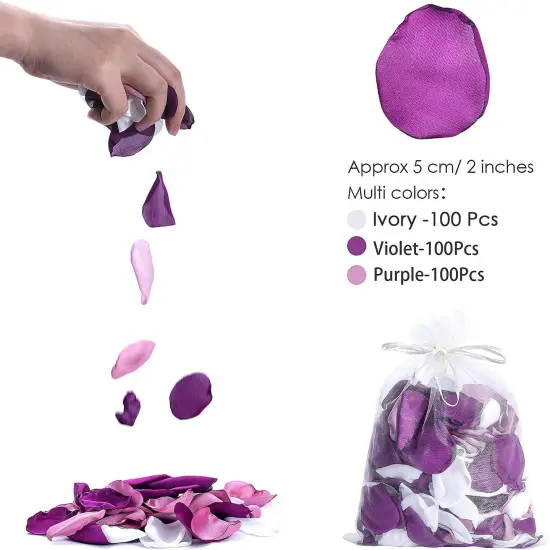 Artificial Silk Rose Petals 300pcs Reusable Fake Purple Flower Petals for Wedding {2}