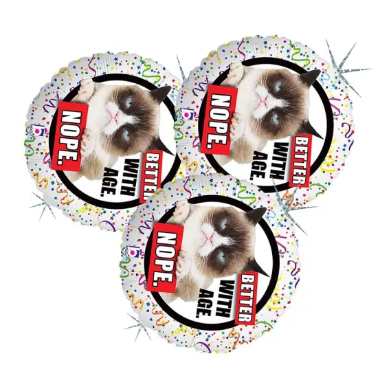 Grumpy Cat Better With Age Nope Foil Balloon Round 18" {4}