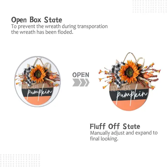 Fall Wreath Hey There Pumpkin Welcome Hanging Sign (Orange) {3}