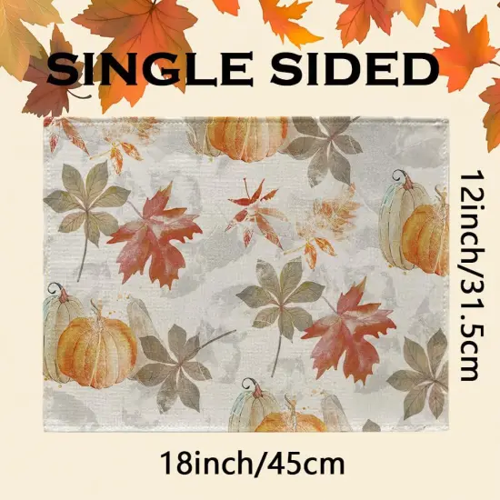 Set of 4 Maple Leaves Pumpkin Placemats - 12x18 Inch {3}