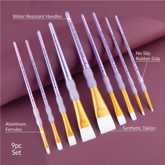 RCC 306 | Crafter's Choice&trade; 9pc White Taklon Shader/Wash Brush Set {6}