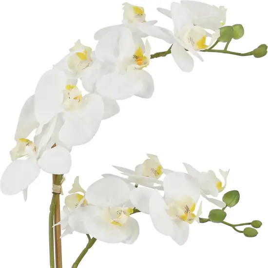 White Orchids in Ceramic Pot, Fake Orchid with Real Touch Stems, Tall Orchid Faux Flowers, Artificial Flora Table Arrangement Centerpiece,Gift for Mom,Wife,Friends. 13.4" Diameter, 20.5" Tall {2}