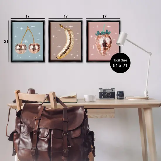 Stupell Industries Glam Disco Fruits 3pc Floating Frame Set Design by Lil' Rue {3}