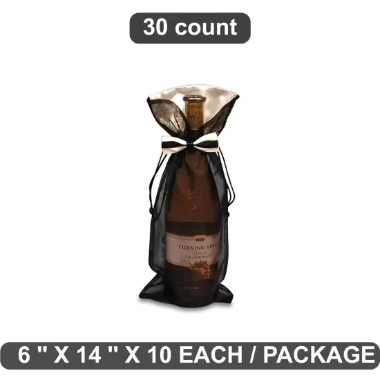 Stylish Bow Tie Organza Wine Bag 6" x 14" {1}