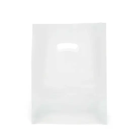 Frosted Plastic Bags with Die Cut Handles 7 3/4'' x 3 1/2'' x 15'' {1}