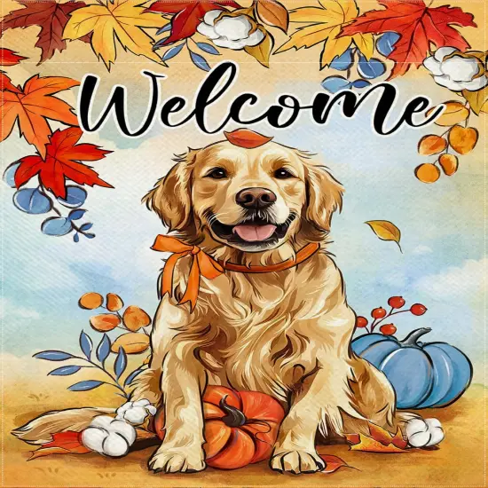 12 x 18inch - Welcome Fall Garden Yard Flag(Golden Retriever) {5}