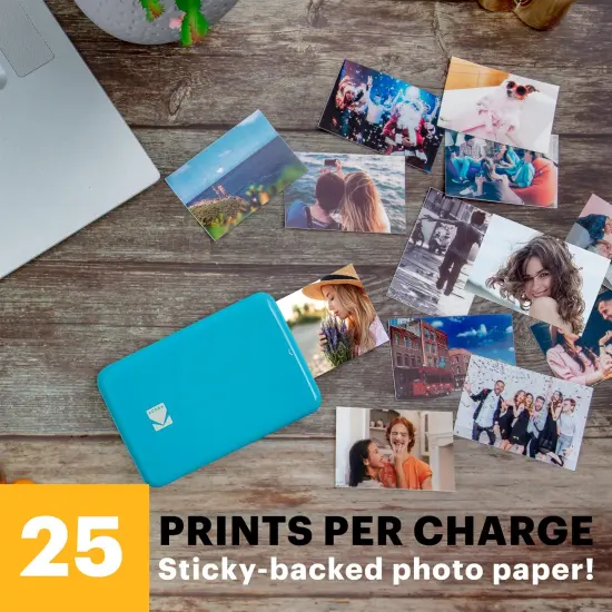 Kodak Step Mobile Instant Photo Printer 2x3" & Zink Photo Paper (75 Sheets) Bundle Blue {5}