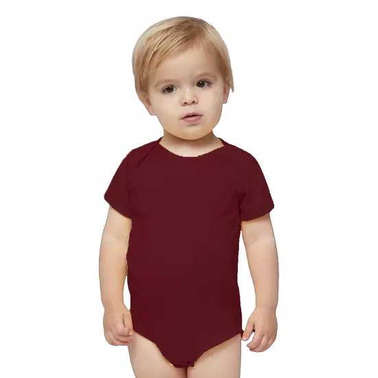 Rabbit Skins&reg; Infant Baby Rib Bodysuit Short Sleeve Maroon {1}