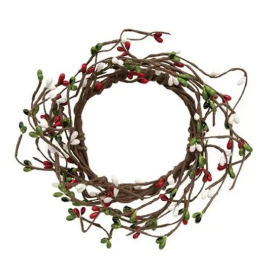 Handcrafted Rustic Pip Berry Ring For Home Decor And Seasonal Displays Green Red White {1}
