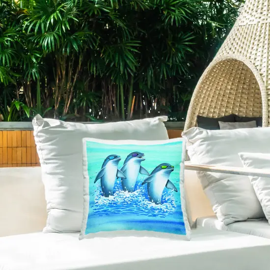 Cool Dolphins Trio Outdoor Printed Pillow Design by Art Brands Holdings, LLC., 18 x 7 x 18 {2}