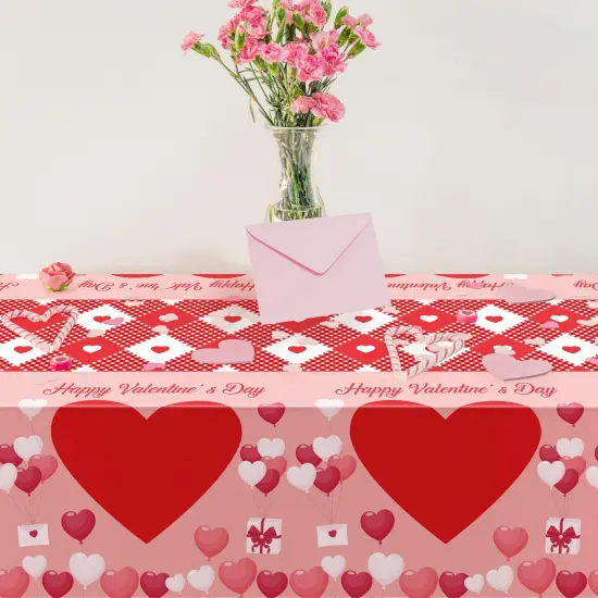 OHOME 2 Pack Valentines Day Decorations - Valentines Decor - Disposable Plastic Valentines Tablecloth | Valentine Decorations Indoor - Valentines Party Decorations Favors | Valentines Backdrop Banner {2}