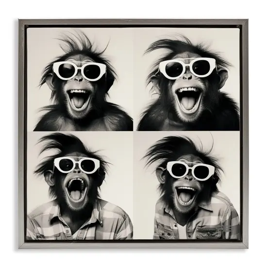 Stupell Industries Fun Sunglasses Monkey Framed Floater Canvas Wall Art Design by Roozbeh Bahramali {1}