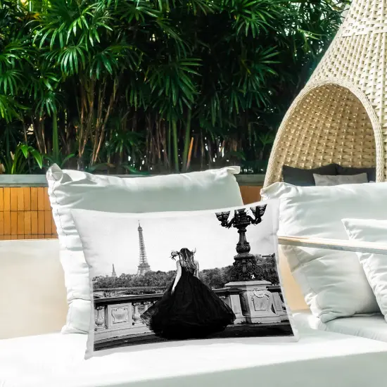 Girl in Gown Cityscape Outdoor Printed Pillow Design by Reinders, 14 x 7 x 20 {2}