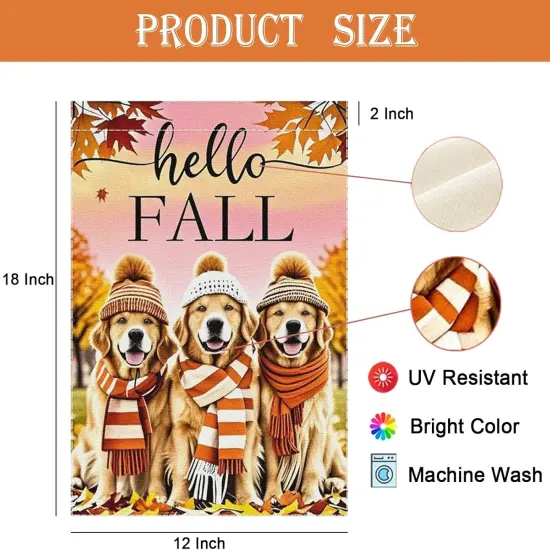 Hello Fall Garden Yard Flag 12x18 Inch(Yellow) {3}