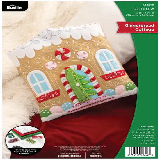 Bucilla Felt Pillow Applique Kit 12"X13.75"-Gingerbread Cottage {1}