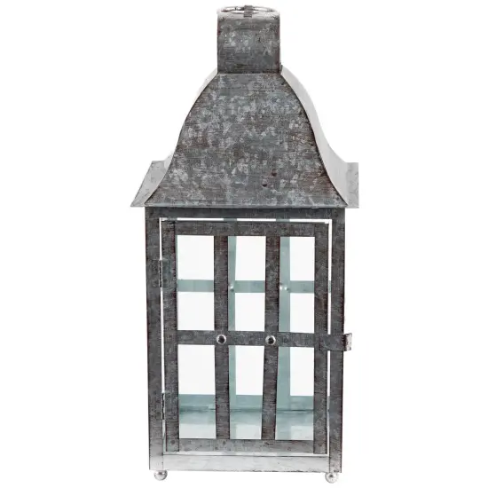 Northlight Distressed Galvanized Metal Candle Lanterns - 23.75" - Set of 2 Silver {7}
