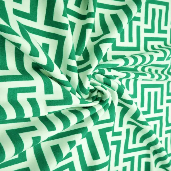 1 Yard Brushed DTY Retro Geometric Knit Fabric 58/60 Inch Wide Soft Stretch Material for Clothing & Crafts KELLY {4}