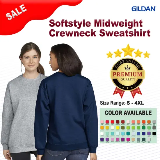 Gildan&reg; Softstyle Midweight Crewneck Long Sleeve Sweatshirt White {2}