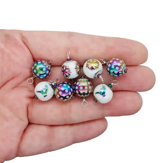 Mini Ornaments with Storage Box, 8 pc, Pretty Rainbow Patterned Baubles for Dollhouse, Adorabilities {4}